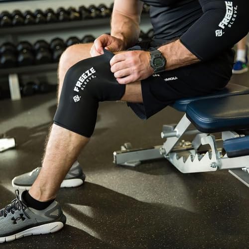 FreezeSleeve Ice and Heat Therapy Sleeve | Reusable Ice Pack Flexible Gel Compression Sleeve for Pain Relief and Recovery of Elbow Knee Ankle Leg Wrist Injuries | Black Large - color: Black, size: Large