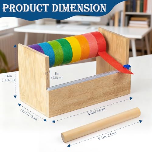Wood Masking Tape Dispenser,Multi Roll Tape Dispenser Tape Cutter Holder