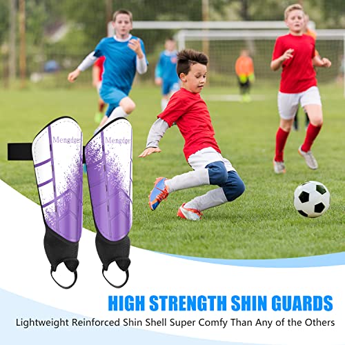 Shin Guards Soccer Youth Kids Boys Girls Toddler Shin Pads Child EVA Cushion Protection Reduce Shocks Injurie Calf Protective Gear Suitable for 4 5 6 7 8 9 10 11 12 Years Old - color: Purple+White Ankle, size: Small