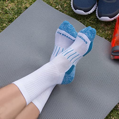 Copper Fit Unisex Crew Length Sport Socks, 2 Pair - color: White, size: Large-X-Large