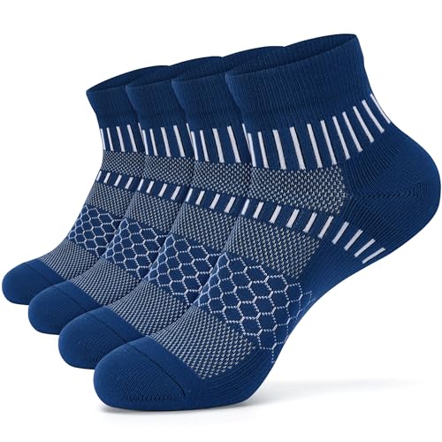 IRAMY Ankle Compression Socks for Women Men Cushioned Athletic Running Socks Plantar Fasciitis Relief 2/3/4/5/6 Pairs - color: Dark Blue(2 Pairs), size: Small