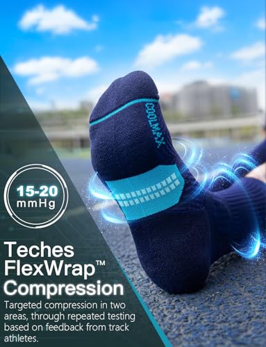 Juclise Men's Compression Running Crew Socks, 3 Pairs - color: Cobalt Blue+azure Blue+carolina Blue, size: X-Large