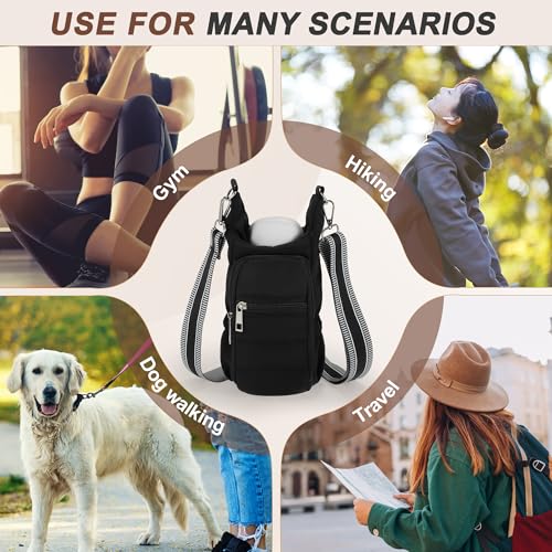 Water Bottle Carrier Bag with Adjustable Strap, for 18/32/40oz Bottle - color: Black