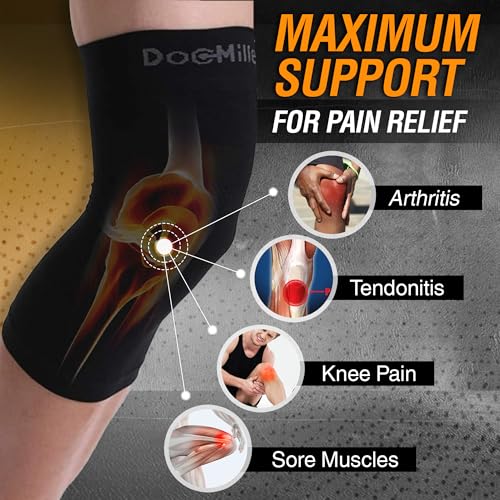 Doc Miller Knee Compression Sleeve Brace for Men & Women - color: Black