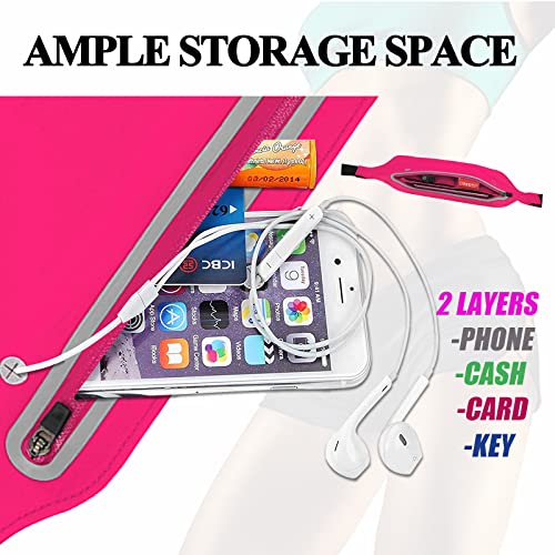 Fanny Packs for Women,Waterproof Fanny Pack for Men,Adjustable Running Belt Waist Pack Slim Expandable Pocket Belt,iPhone Running Holder Cell Phone Elastic Waist Pouch Bag for Galaxy Pink - color: 2-Pink