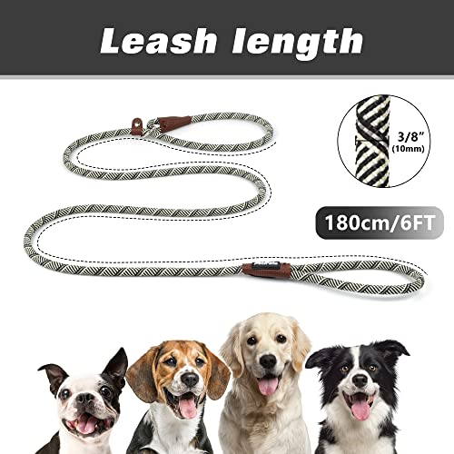 PetiFine Slip Lead Dog Leash Reflective, 6FT x 3/8" Heavy Duty Slip Leash - color: Grey, size: 3/8" x 6 FT