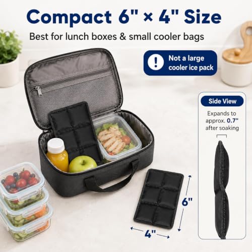 4 Pack Flexible Ice Packs for Lunch Boxes & Coolers, Lightweight - color: Black
