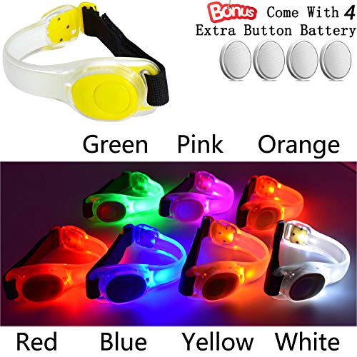 Premium LED Light Up Armband, Reflective Adjustable Wearable Silicone Running Belt Strap/Waterproof Glow in The Dark for Running Jogging Walking Cycling Concert Camping Outdoor Sports - color: Yellow - 4 Pack