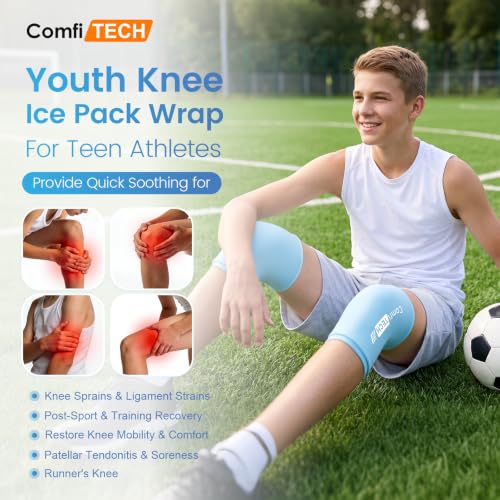 ComfiTECH Youth Knee Gel Ice Pack Wrap Sleeves, 2 Packs, L - size: Large