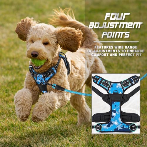 BARKBAY Dog Harness No Pull for Small Sized Dog Front Back Clips,Dog Vest - color: Blue Camo, size: X-Small(Chest:15.5-19.5”)