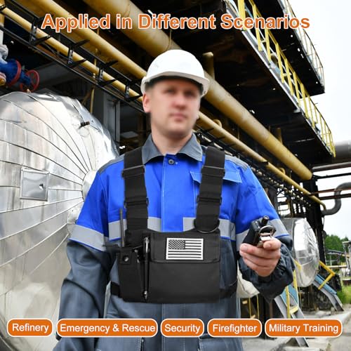 Radio Chest Harness Chest Front Pack Pouch Holster Vest Rig for Two Way Radio Walkie Talkie(Rescue Essentials) - color: Black 02