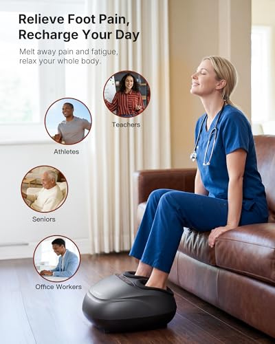 KNQZE Shiatsu Foot Massager with Heat for Plantar Fasciitis, Birthday Gifts - color: Gray
