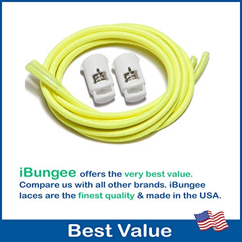 IBUNGEE LACES (Elastic No Tie Shoelaces (Made in the USA) - color: Neon Yellow, size: 22-inch