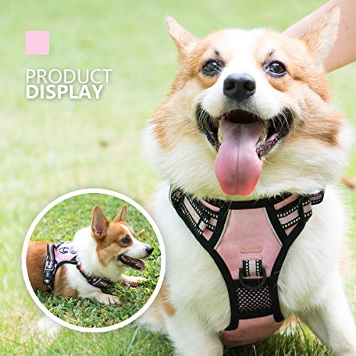 PoyPet Dog Harness Small, No Pull Vest with Front/Back Clip & Neck Buckle - color: Light Pink, size: S