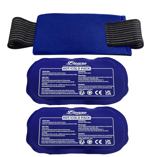 BICAREE Ice Packs for Injuries Reusable (3-Piece Set), Hot & Cold Gel Pack with Adjustable Wrap for Joint and Muscle Pain, Swelling, Knees, Back, Shoulder
