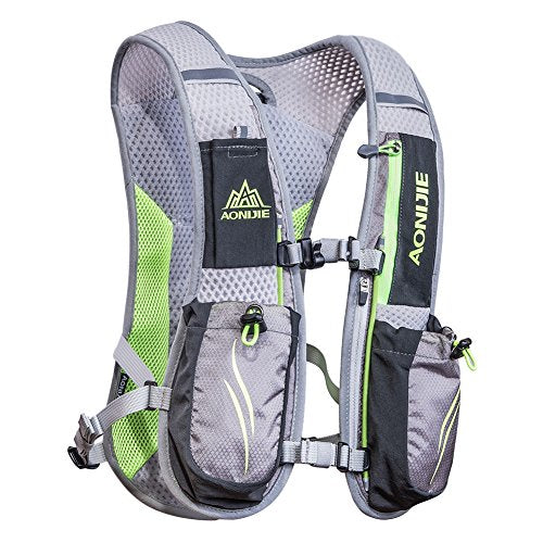 AONIJIE Running Vest Hydration Backpack 5L Unisex Trail Water Lightweight - color: Gray and No Water Bladder