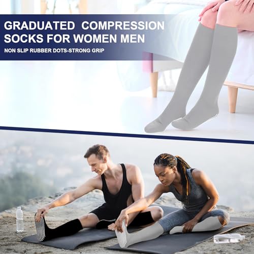 3 Pair Non Slip Compression Socks Women Men - color: Cool Tone, style: Minimalist