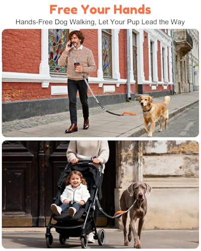 XiaZ Hands Free Dog Leash,Versatile Crossbody Dog Leash with Waist Support Strap,5.9-8 FT Waist Belt with Double Handles for Small Medium and Large Dogs Walking, Running and Jogging, Gray - color: Gray