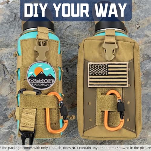 Molle Water Bottle Holder Pouch, 16-77oz Adjustable Capacity - color: Brown, size: Enhanced