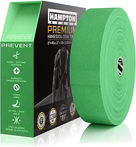 Hampton Adams Kinesiology Tape, Uncut Roll, Waterproof Muscle Support - color: Green, size: 2in x 135ft (1 Roll)