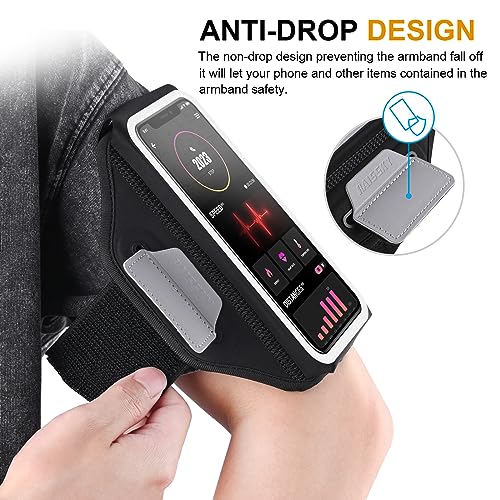 Running Armband with Earphone Bag, 6.9" Phone Holder for iPhone Samsung - color: Dark Black (Up to 6.9''), size: Medium