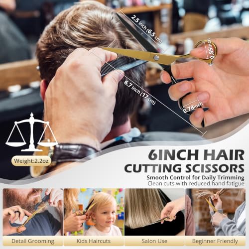 21Pcs 440C Hair Cutting Scissors Kit, Hair Scissors & Thinning Scissors Set - color: Black & Gold