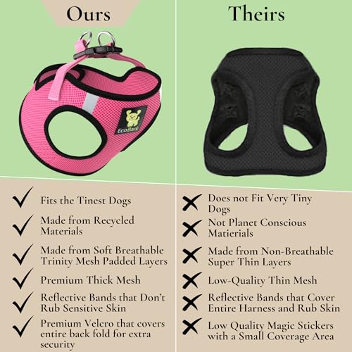 EcoBark Premium Teacup Dog Harness, Step in Mini Puppy Vest, XXXS - color: Bubblegum Pink, size: XXXS- 2 to 3 lbs- Chest up to 10 in (Pack of 1)
