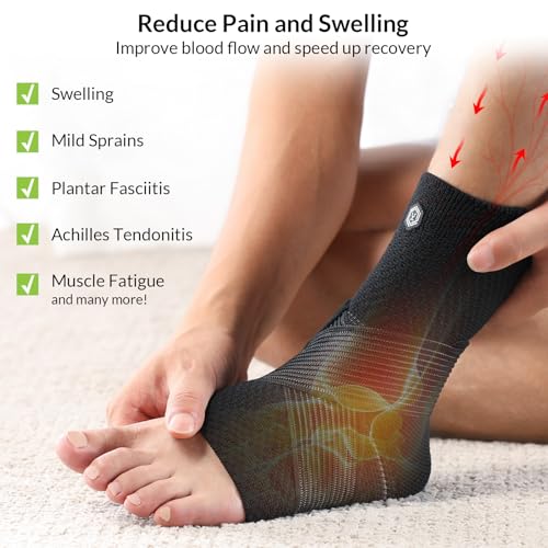 ZOELION Ankle Brace Compression Support with Removable Fishnet Strap, 3D Knit Plantar Fasciitis Relief Achilles Tendonitis Brace, Ankle Compression Sleeve for Pain Relief & Injury Healing, Black/S - color: Black（Pack of 1）