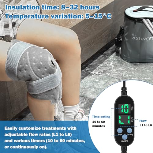 Portable Ice Therapy Machine for Post-Operative Recovery,Knee Pain,Sports Injuries,Swelling,Timer Remote Control Cold Therapy Device Full Knee Brace with Silent Pump