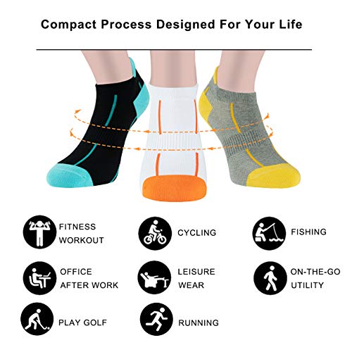ATBITER Ankle Socks Women&Men 6-12Pairs Thin Low Cut No Show Socks With Tab - color: 6 Pairs 6white 6colors, size: 5-7