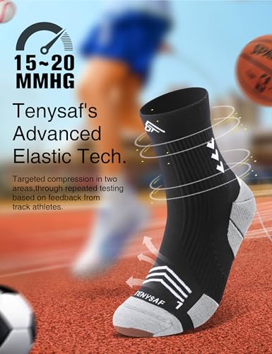 Mens Compression Running Socks: 360° Targeted Support Secure Fit - color: B-black Gray Gray, size: 13-16