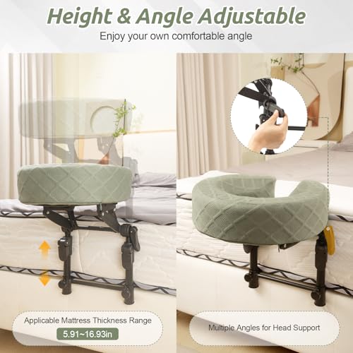 Massage Headrest for Bed, Head Holder & Face Cradle with Face Down Pillow - color: Green, size: Full