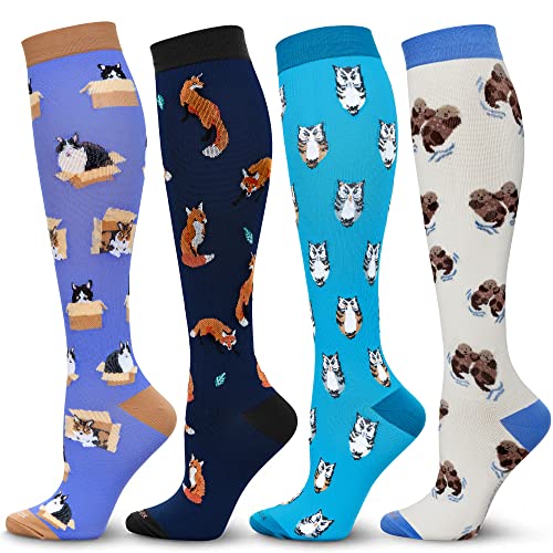 LEVSOX Compression Socks Women and Men, 20-30mmHg, Best for Nurses, Travel, Pregnancy - color: 4 Pairs Mix C, size: Small