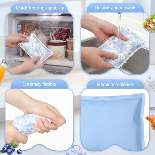 VIHOSE 2 Pcs Ice Packs for Lunch Box Bag - color: Blue, style: Floral