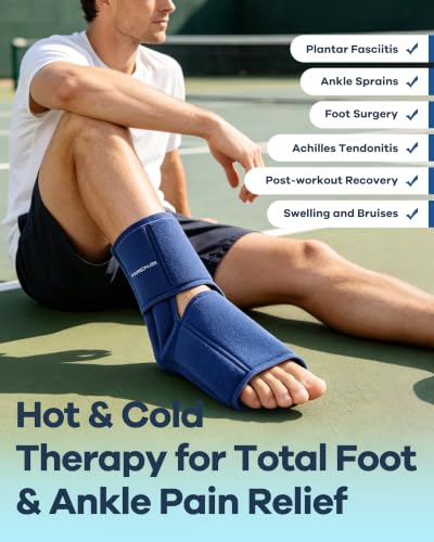 Ankle Foot Ice Pack Wrap for Plantar Fasciitis Relief, 60-Min Long-Lasting