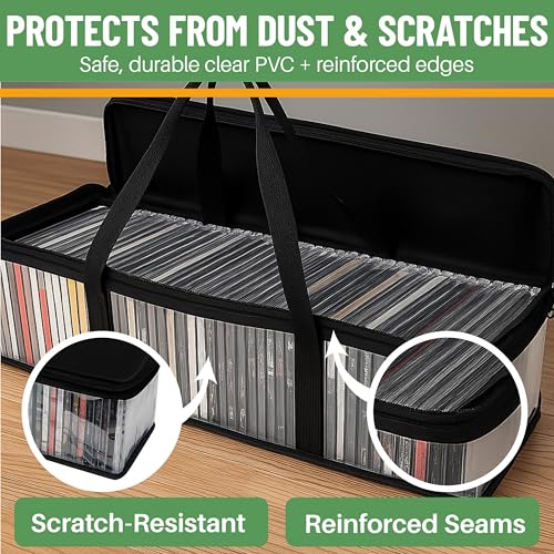 Evelots CD Storage Bags, 4 Pack, Holds 200 CDs with Handles - size: 4-Pack (Holds 200), style: CD Storage Bag