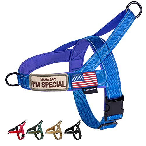Annchwool No Pull Dog Harness with Soft Padded Handle(Blue,XS,1 in Width) - color: Blue, size: XS