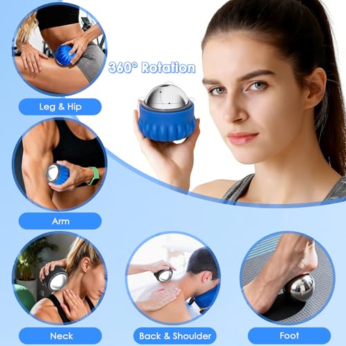 Massage Ice Roller Ball Cold & Heat Therapy Pain Relief Myofascial Release - color: Blue