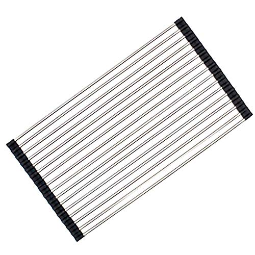 Ahyuan Roll up Dish Drying Rack Over The Sink Kitchen Roll up Sink Drying Rack Portable Dish Drainer Foldable Dish Drying Rack (Black, 20.5''X11.2'') - color: Black, size: Rectangle 20.5 inches x 11.2 inches