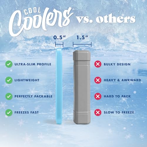 Cool Coolers by Fit & Fresh 4 Pack XL Slim Ice Packs, Quick Freeze Space Saving Reusable Ice Packs for Lunch Boxes or Coolers - color: Blue (4 Pack)