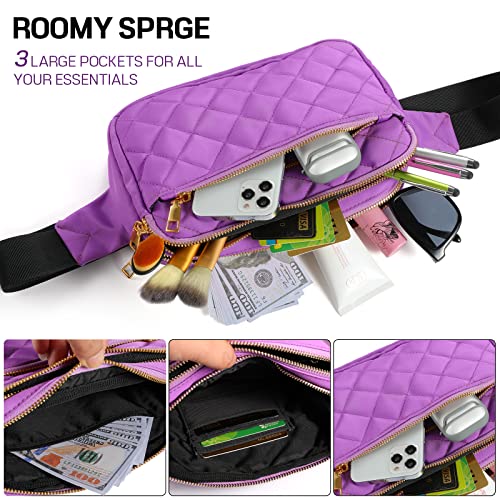 CXWMZY Fashion Fanny Packs for Women & Men, Girls Boys Teens Waist Bag Hip Bum Bag Cute Fanny Pack Casual Bum Bag with Multi-Pockets Adjustable Belts for Disney Traveling Cycling Running (Purple) - color: Purple