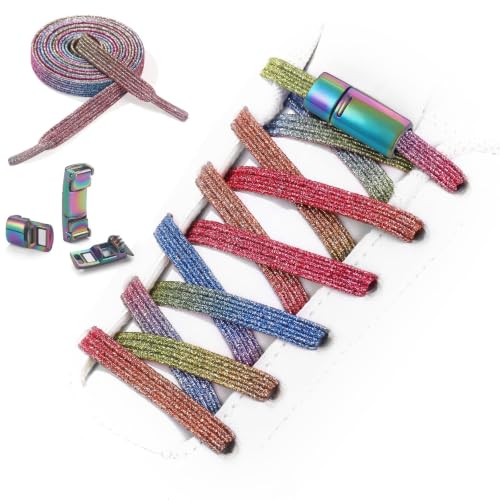 Neo-wows No Tie Shoelaces Elastic Laces for Kids Adults Athletic Sneakers - color: Candy