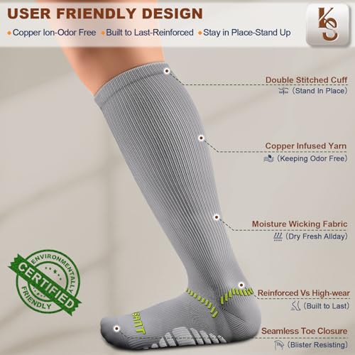 KEMISANT Women Cushioned Compression Knee High Sports Recovery Socks 3Pack - color: 3pairs-gray8305, size: Small-Medium