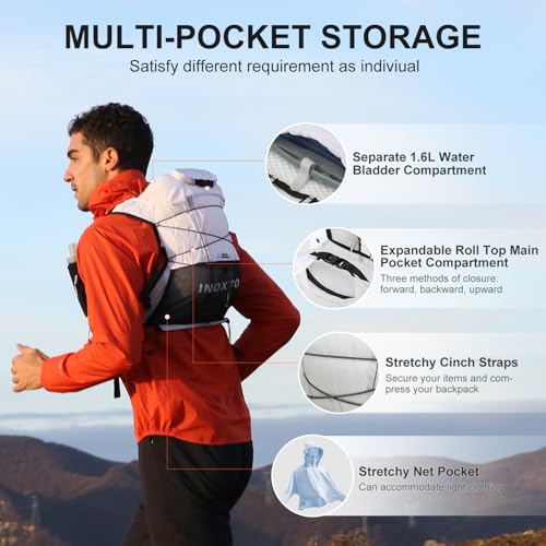 IX INOXTO Running Vest Hydration Backpack, Lightweight Running Backpack - color: White