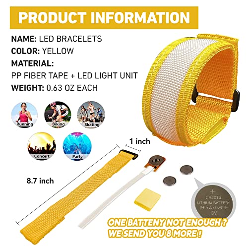 FANL 8/12/24 Pack LED Glow Bracelets, 8 Colors, Light Up Party Favors - color: 8 Pack – Yellow