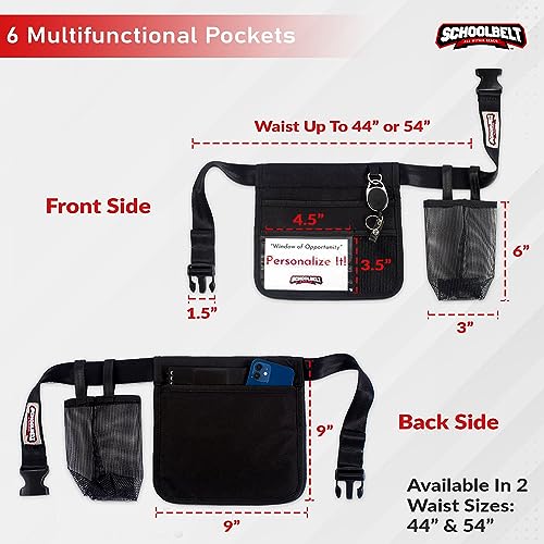 Mini Premium Hip Utility Pouch/Teachers & Mobile Workers /6 Pocket/Key/Badge Reel/Drink Pouch/ID Sleeve (Up to 44" Waist) - size: Up to 44" Waist