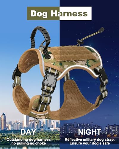 Tactical Dog Harness No Pull,Service Dog Vest with Handle,Army Camo, M - color: Army Camo, size: M( Neck: 18''-23.5",Chest: 20"-27")