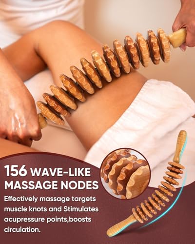 ONUEMP 2PCS Wooden Massage Fascia Stick & Back Massager Roller Rope - size: 2PCS Roller Rope