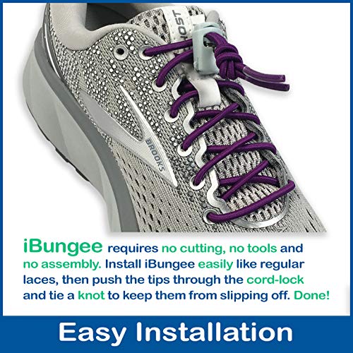 IBUNGEE LACES (Elastic No Tie Shoelaces (Made in the USA) - color: Purple, size: 22-inch