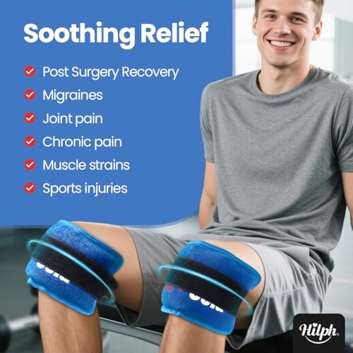 Hilph Ice Packs for Injuries 2 Pack, Hot Cold Gel Therapy Wrap with Strap